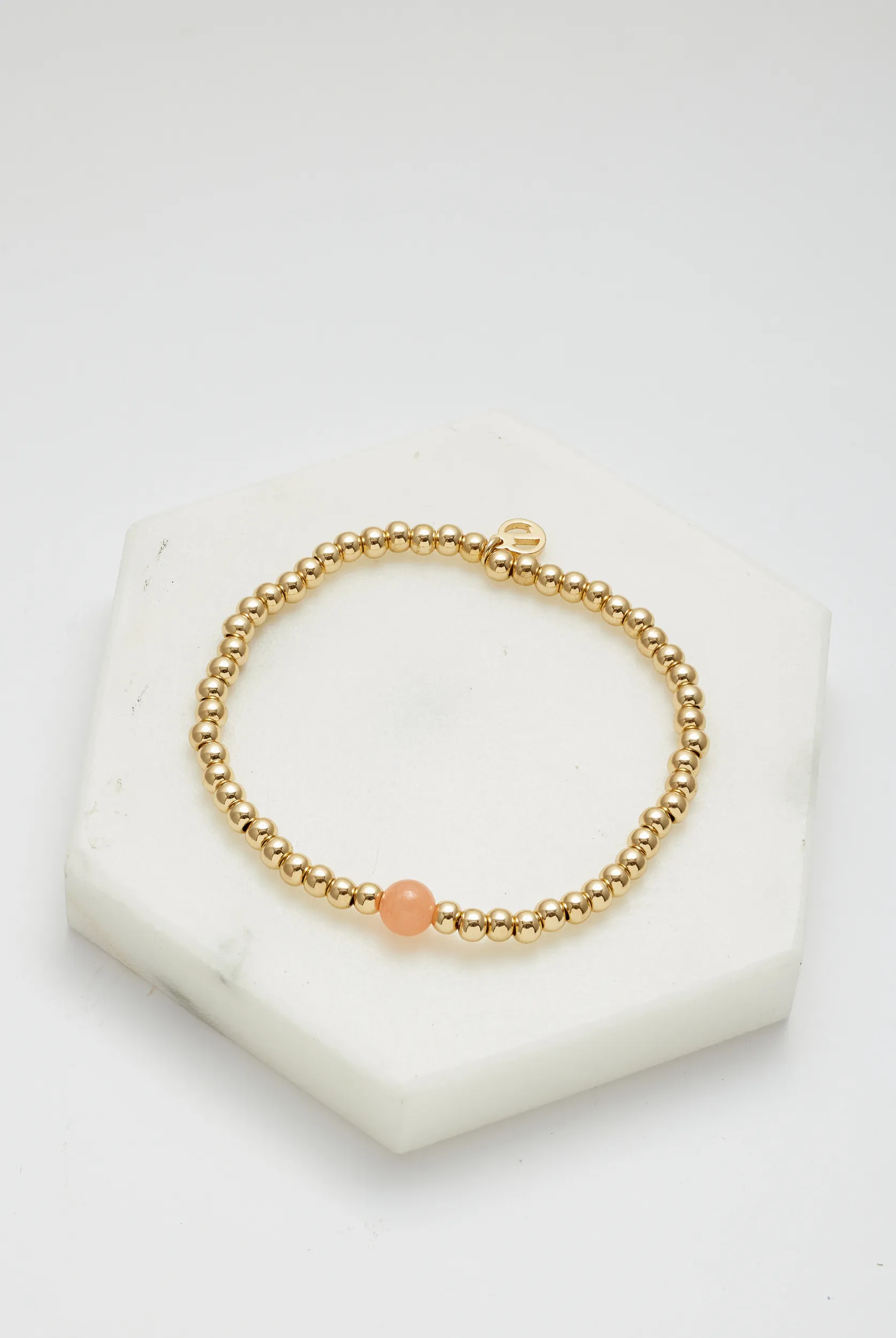Gold Bead Bracelet - Blush