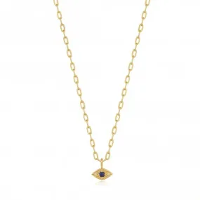 Gold Lapis Evil Eye Necklace N039-02G-L