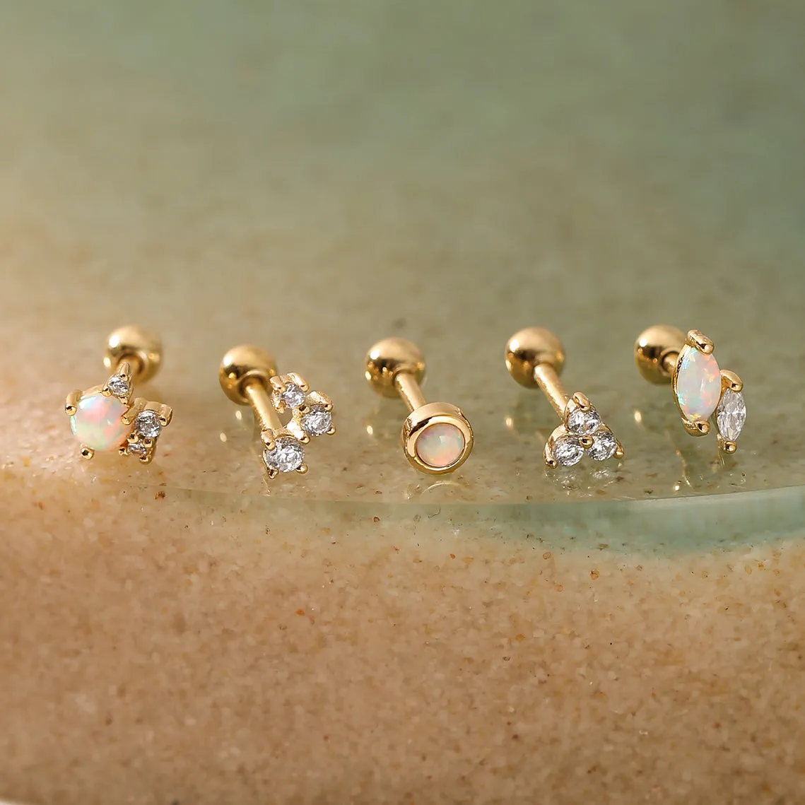 Gold Sparkle Galaxy Barbell Single Earring
