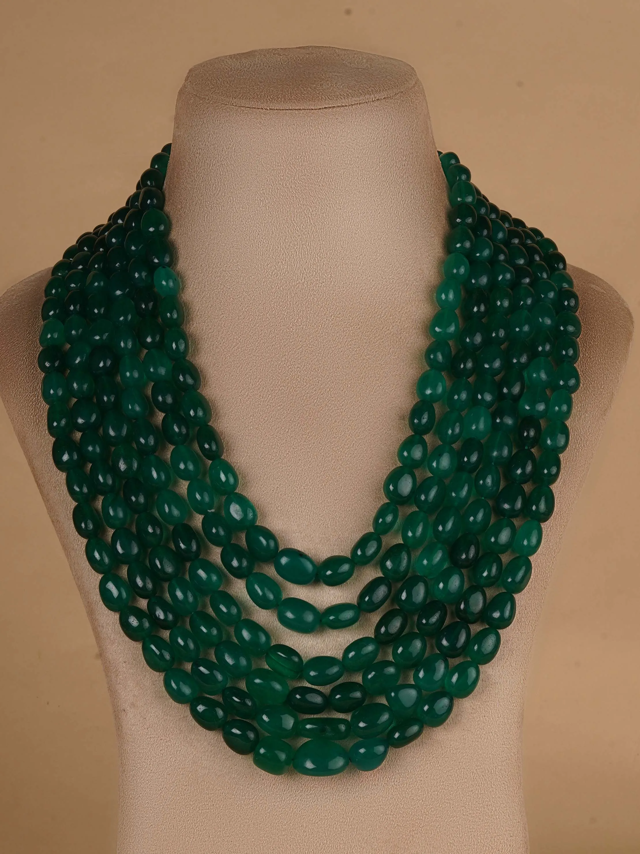 Green Color Gold Plated Necklace/Mala - MN469GR
