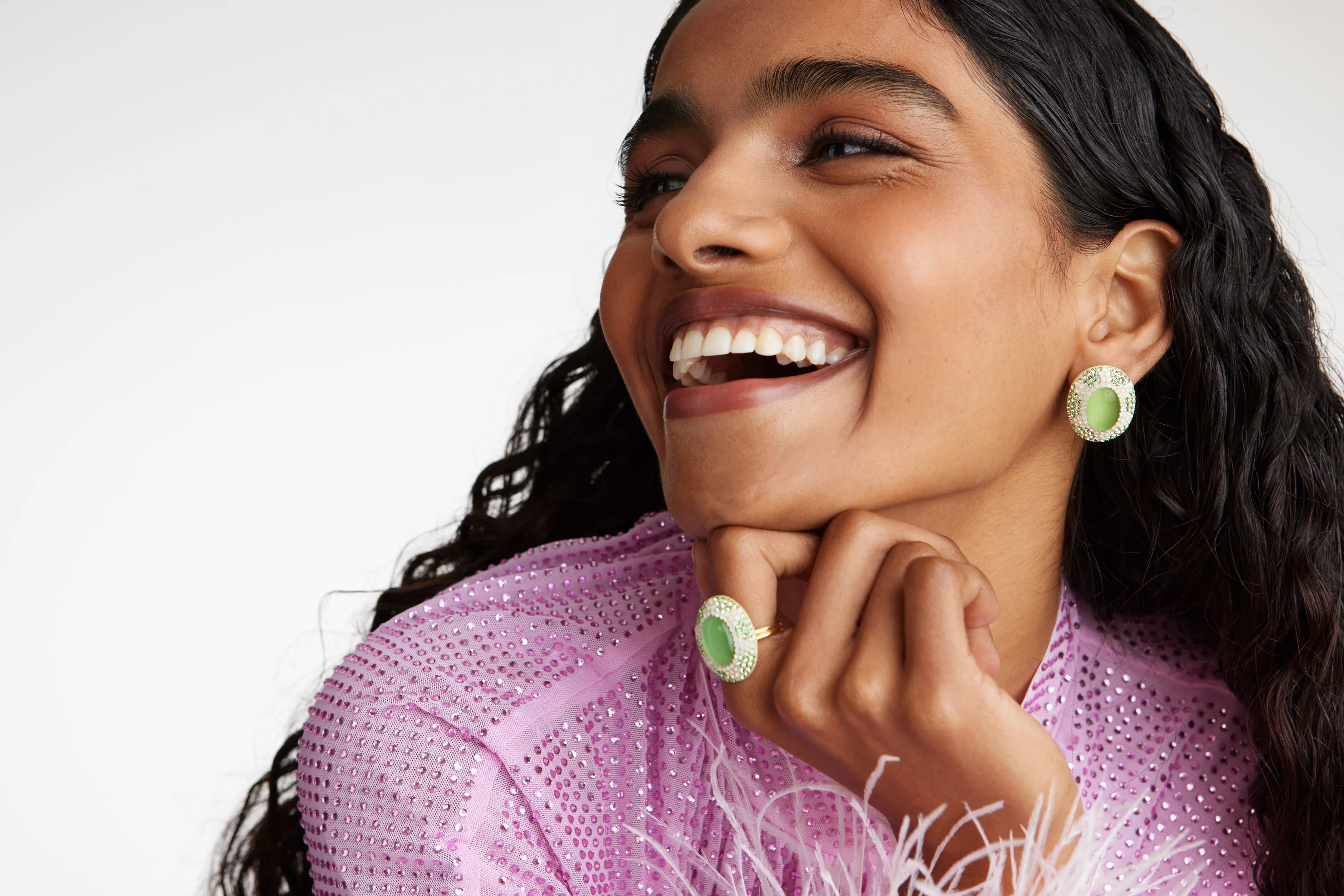 Green Sun Stud Earrings