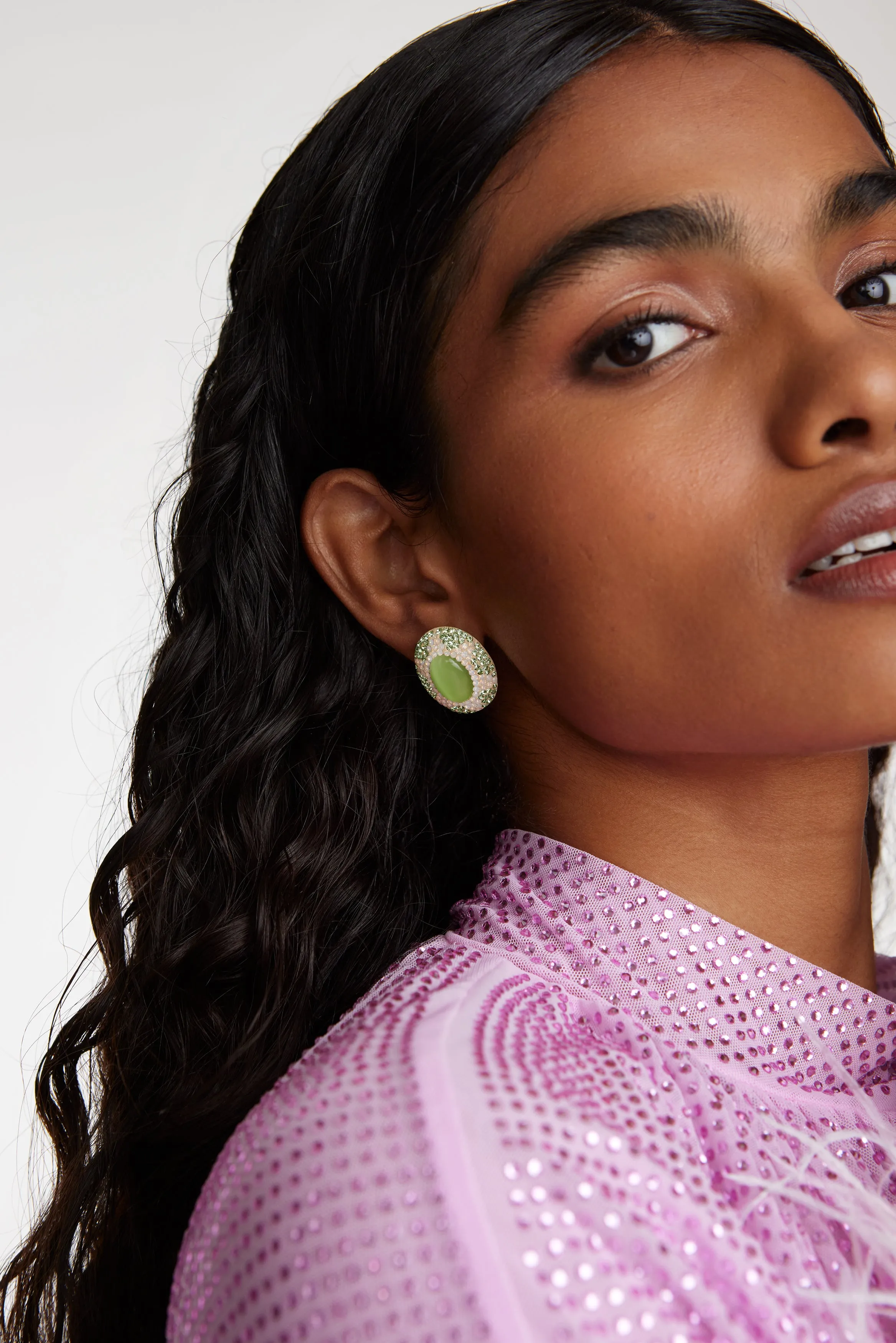 Green Sun Stud Earrings