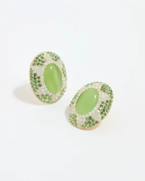 Green Sun Stud Earrings