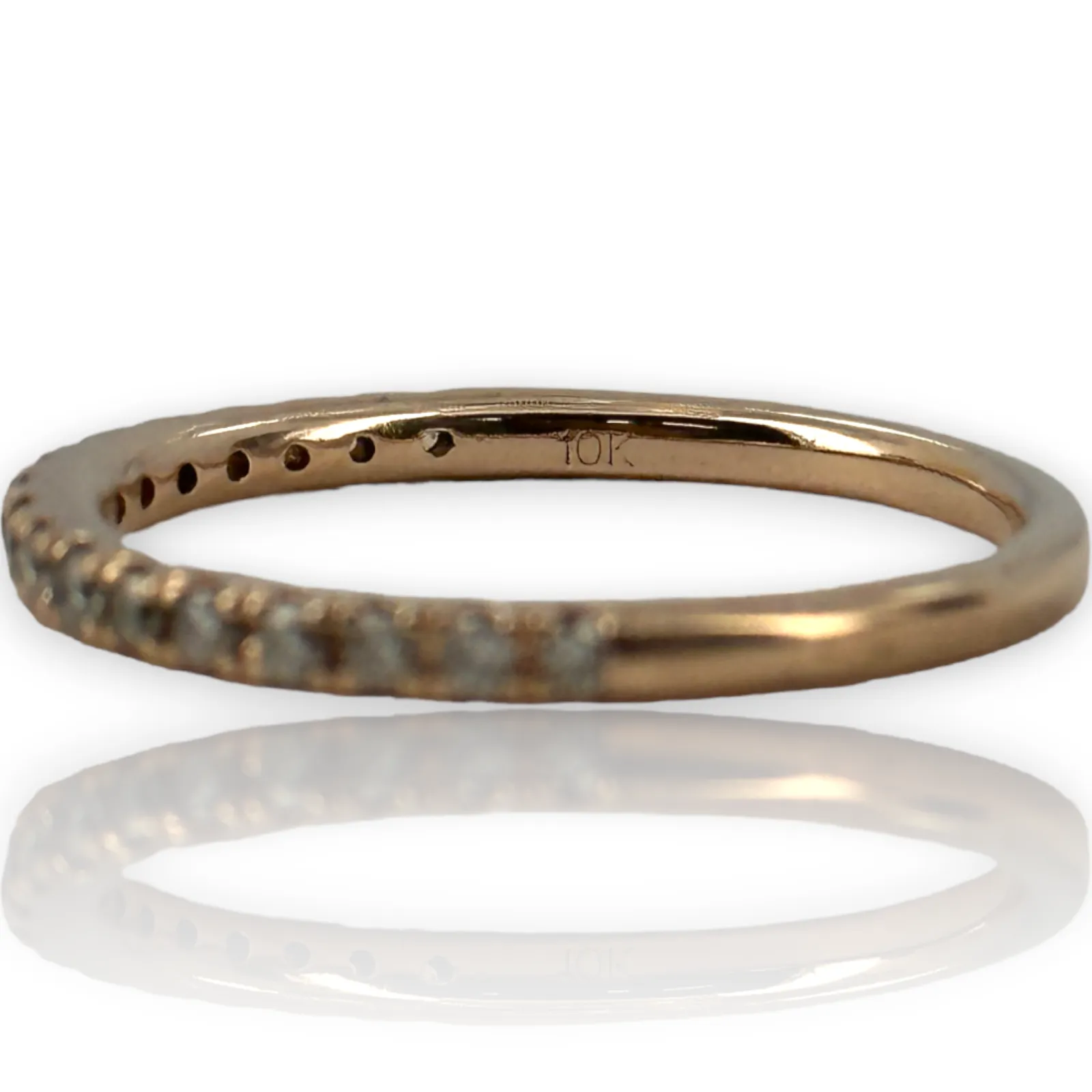 Half Eternity Diamond Stackable 10KT 417 Rose Gold Wedding Band Ring Size 6.5