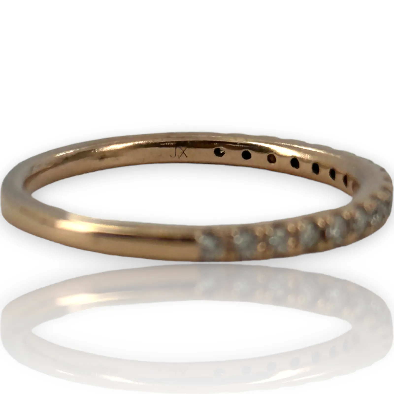 Half Eternity Diamond Stackable 10KT 417 Rose Gold Wedding Band Ring Size 6.5