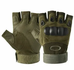 HALF FINGER GLOVE HARD KNUCKLES GREEN-X LARGE