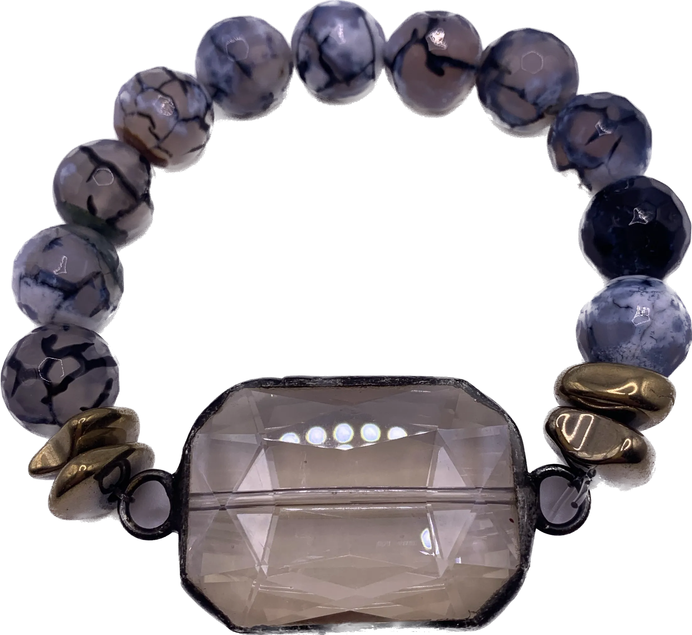 Hand Soldered Beaded Crystal Connector Bracelet