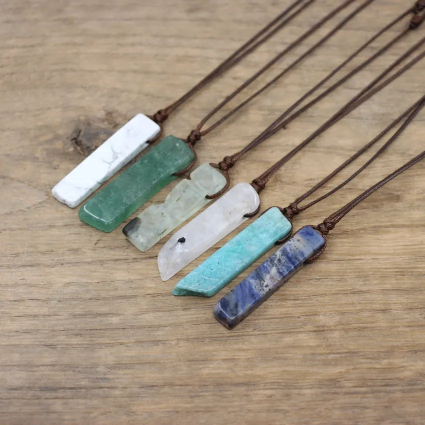 Healing Crystal Natural Stone Slice Pendants Necklace