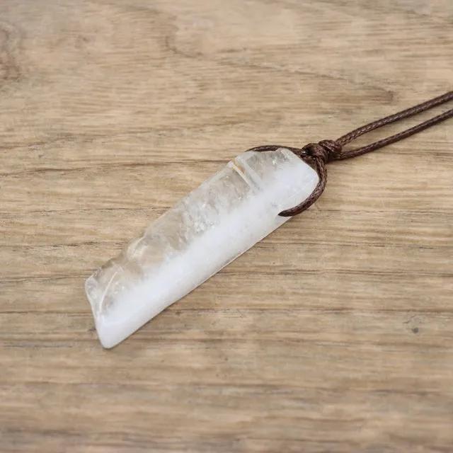 Healing Crystal Natural Stone Slice Pendants Necklace
