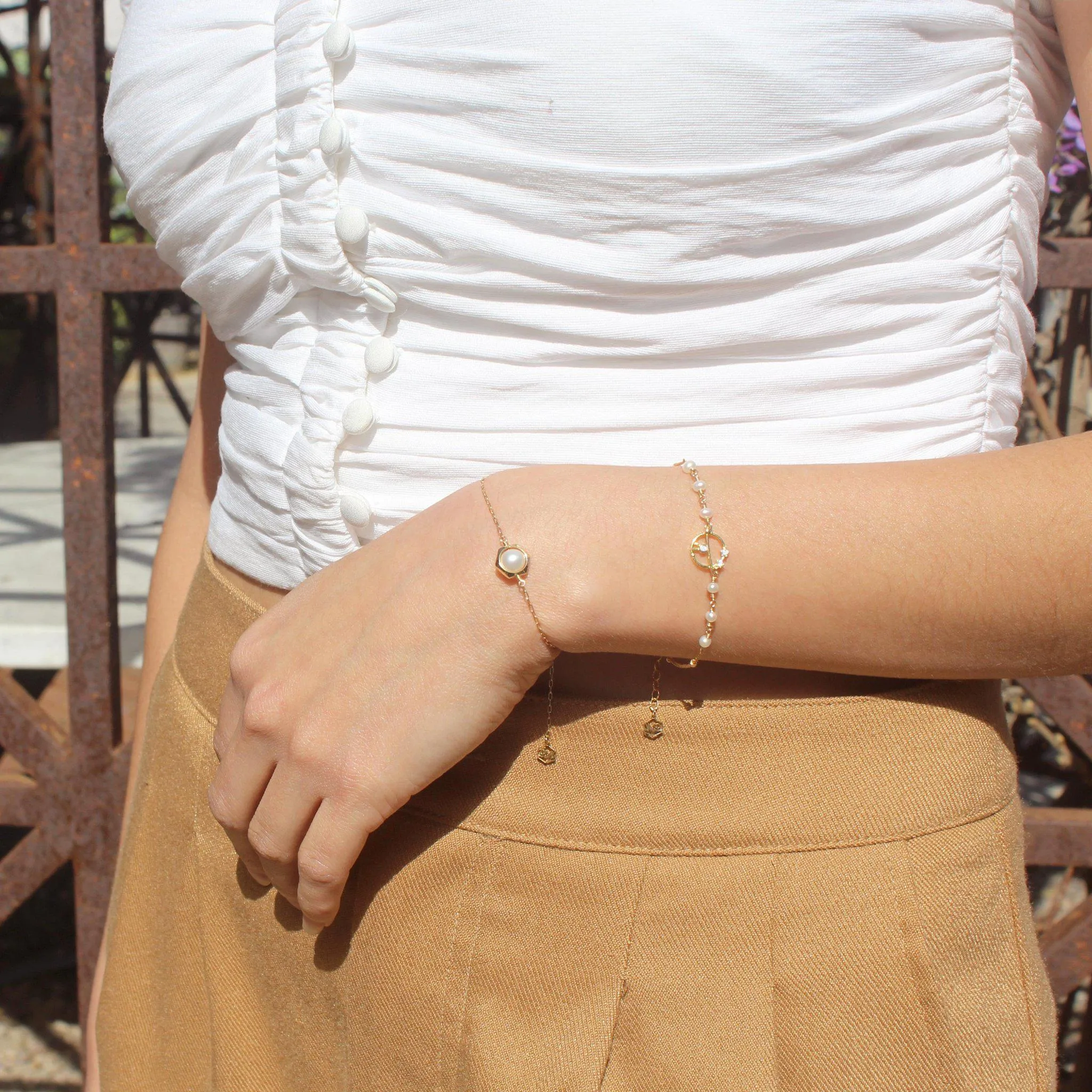 [Hexagon] Real Pearl Bracelet