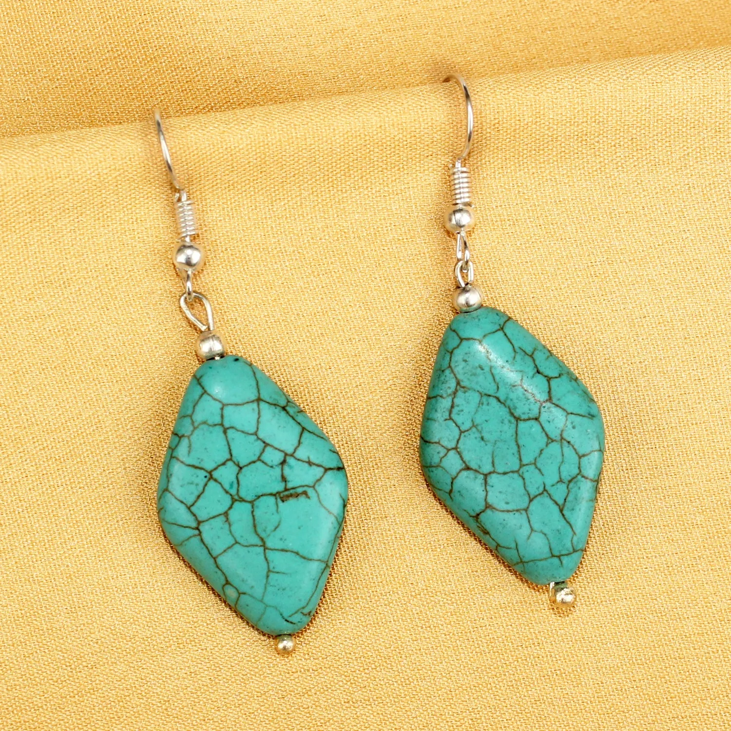Imeora Turquoise Diamond Cut Shape Earrings