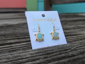 Iridescent Opal Sparkle Turtle Earring