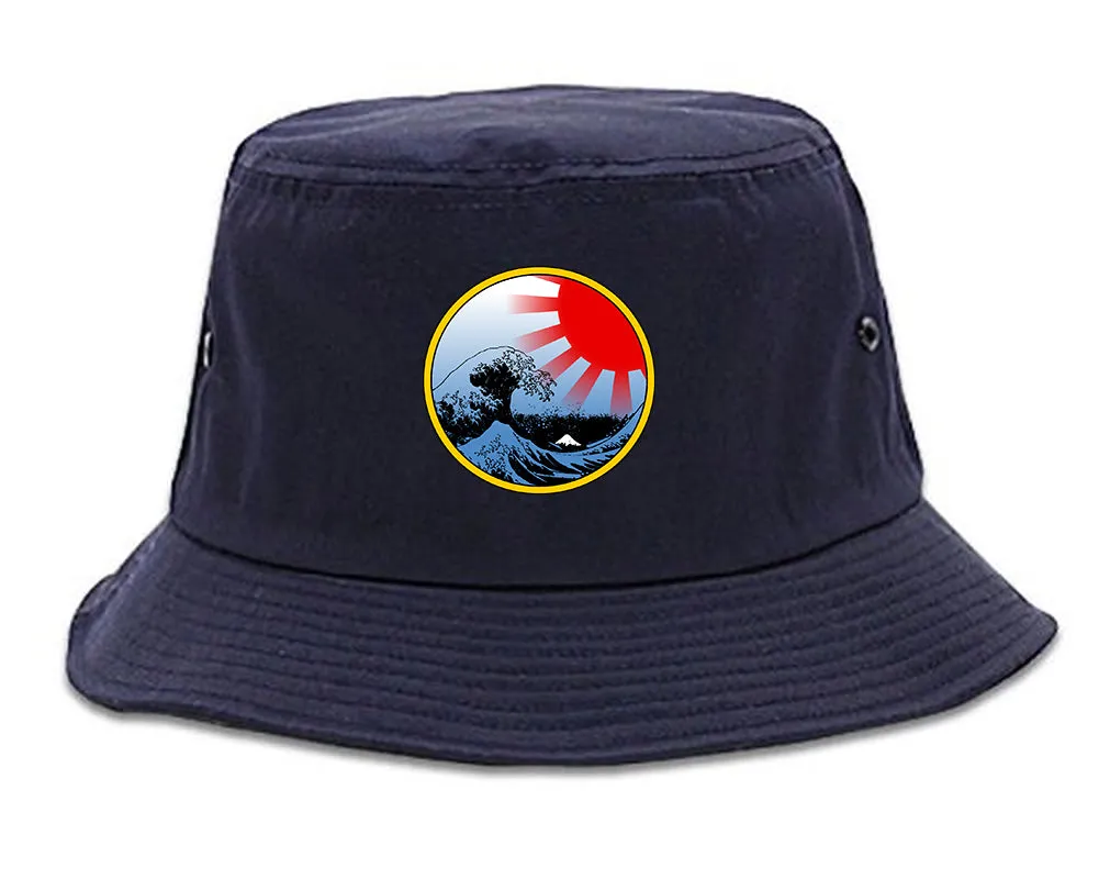 Japanese Wave Print Mens Bucket Hat