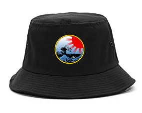 Japanese Wave Print Mens Bucket Hat