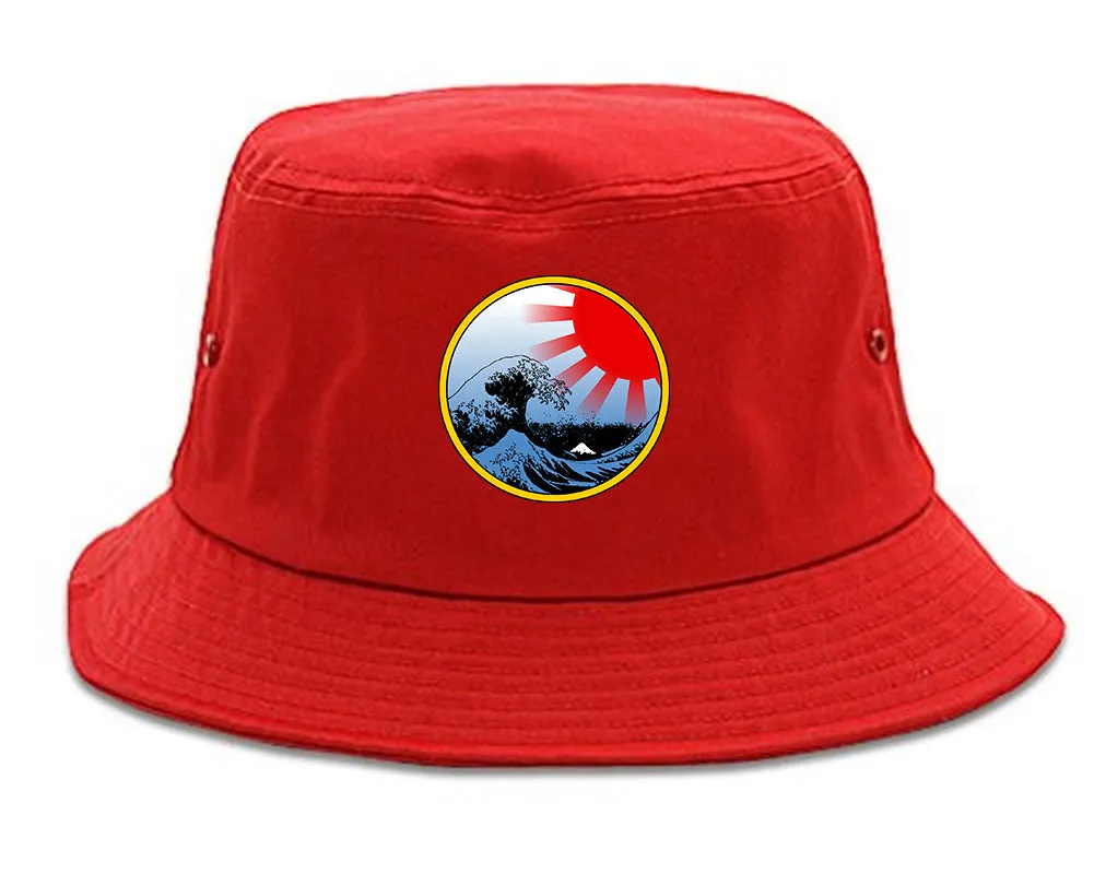 Japanese Wave Print Mens Bucket Hat