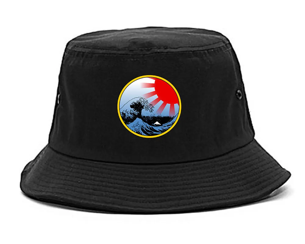 Japanese Wave Print Mens Bucket Hat