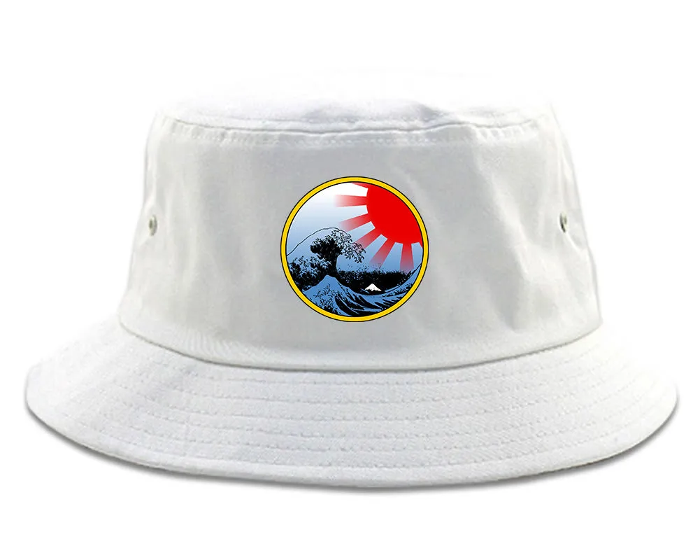 Japanese Wave Print Mens Bucket Hat