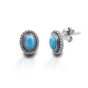 KELLY HERD OVAL TURQUOISE EARRINGS - STERLING SILVER