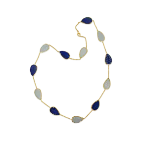 Lapis & Calcedony Leaf Design Necklace