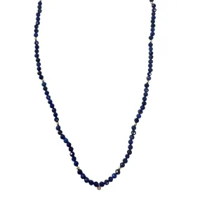 Lapis Beaded Necklace With Gold and Diamond Accents