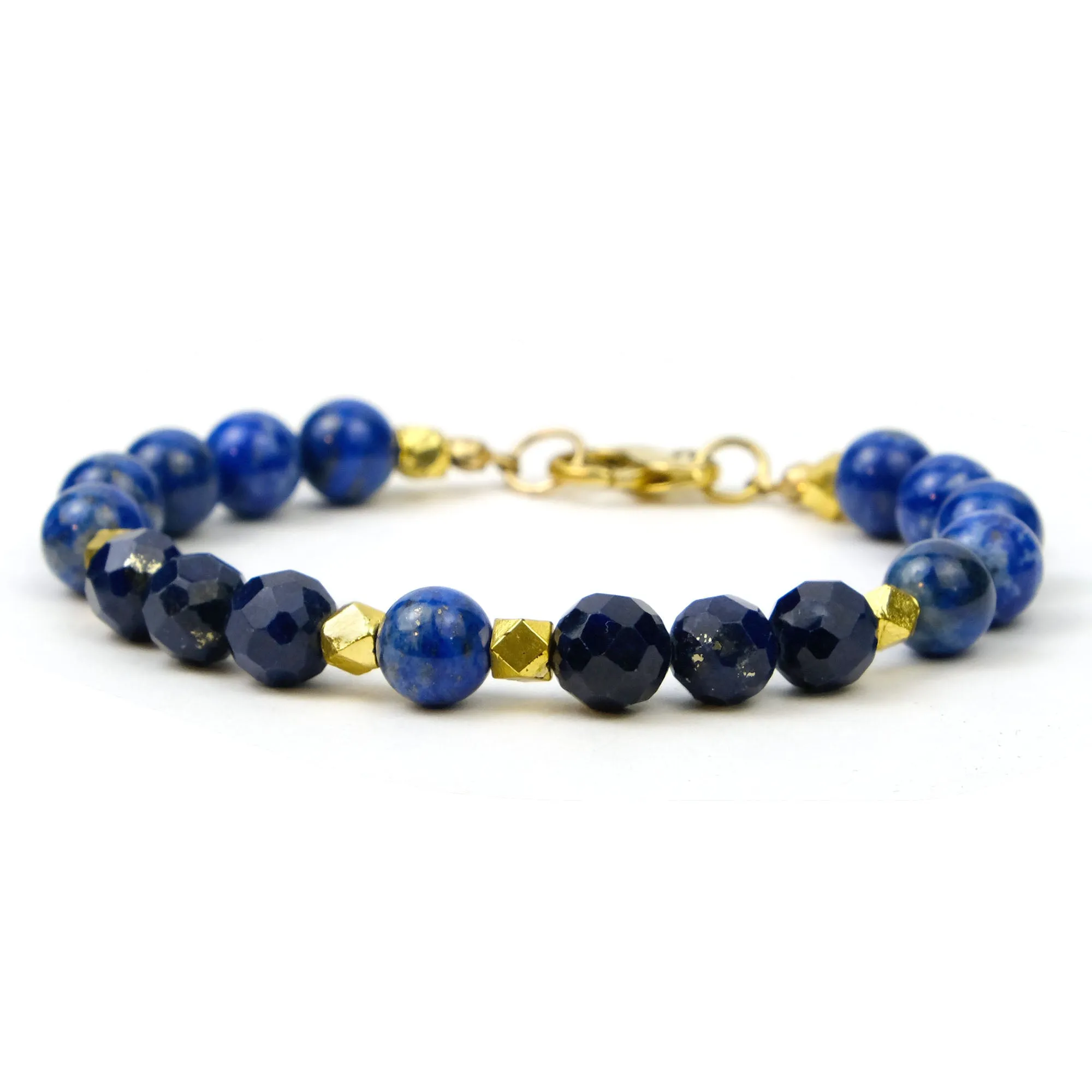 Lapis Lazuli Bracelet with Gold Plate Lobster Claw Clasp