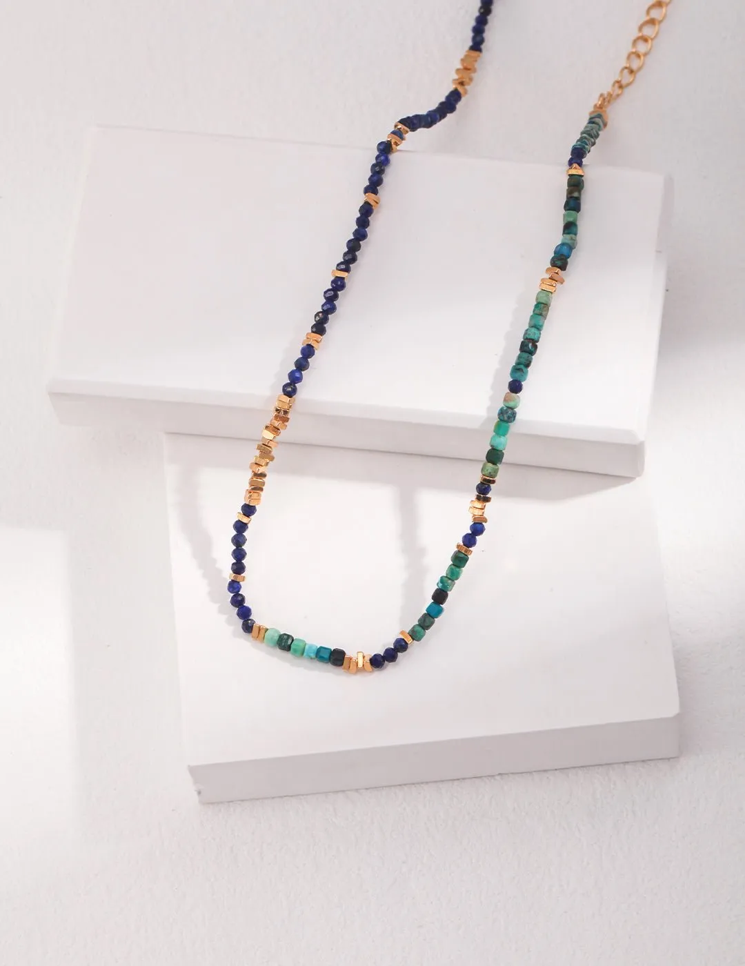 Lapis Lazuli Broken Gold Bead Necklaces