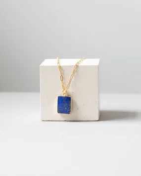Lapis Lazuli Rectangular Gem Tablet – Gold Vermeil