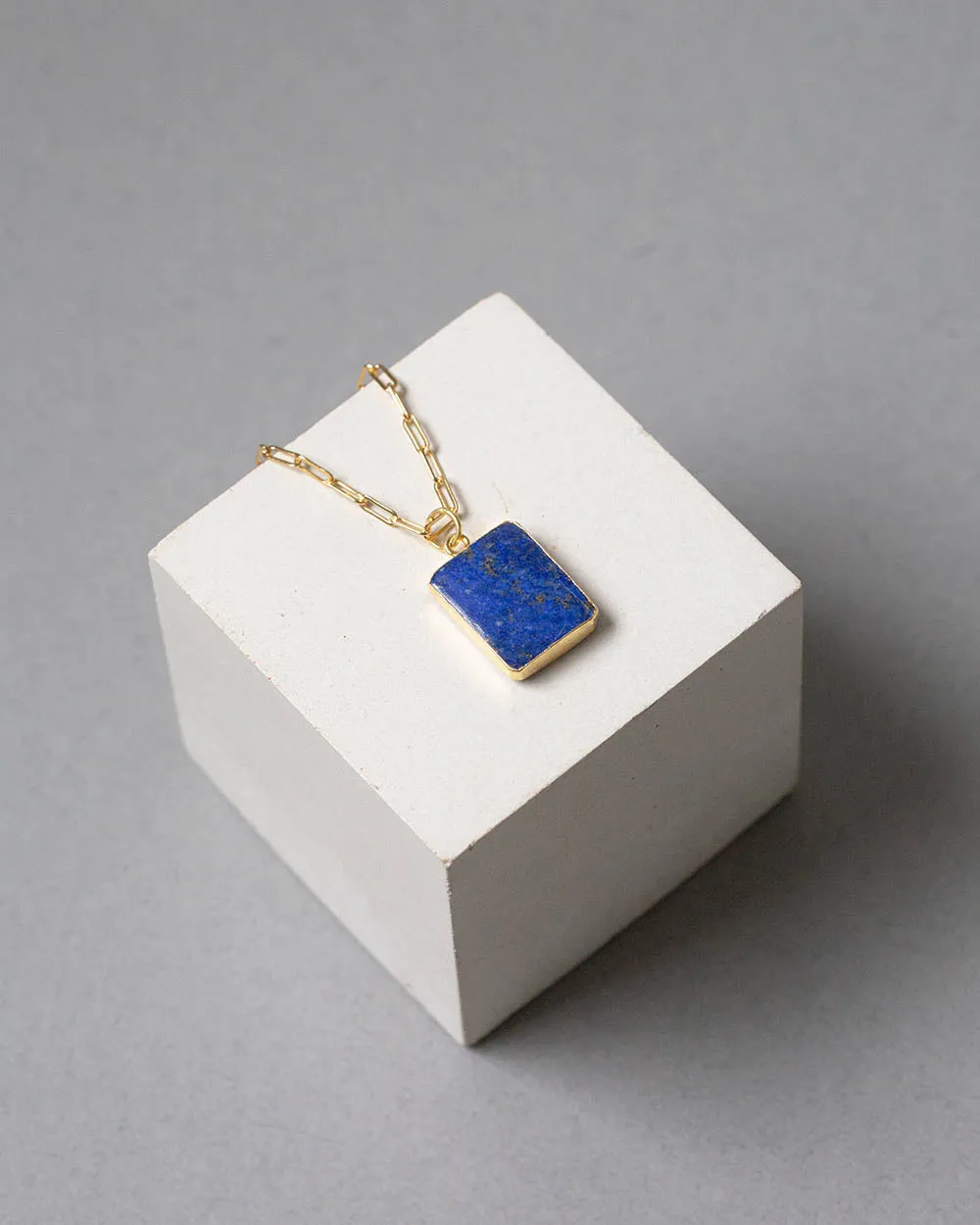 Lapis Lazuli Rectangular Gem Tablet – Gold Vermeil
