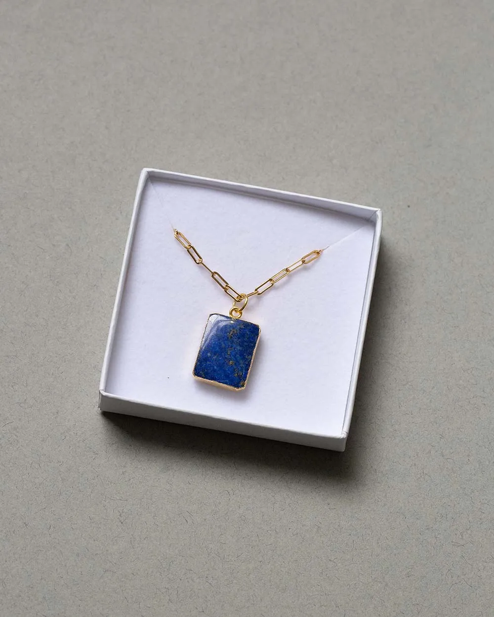 Lapis Lazuli Rectangular Gem Tablet – Gold Vermeil