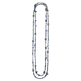 Lapis Lazuli Stones Necklace w/ Freshwater Perles