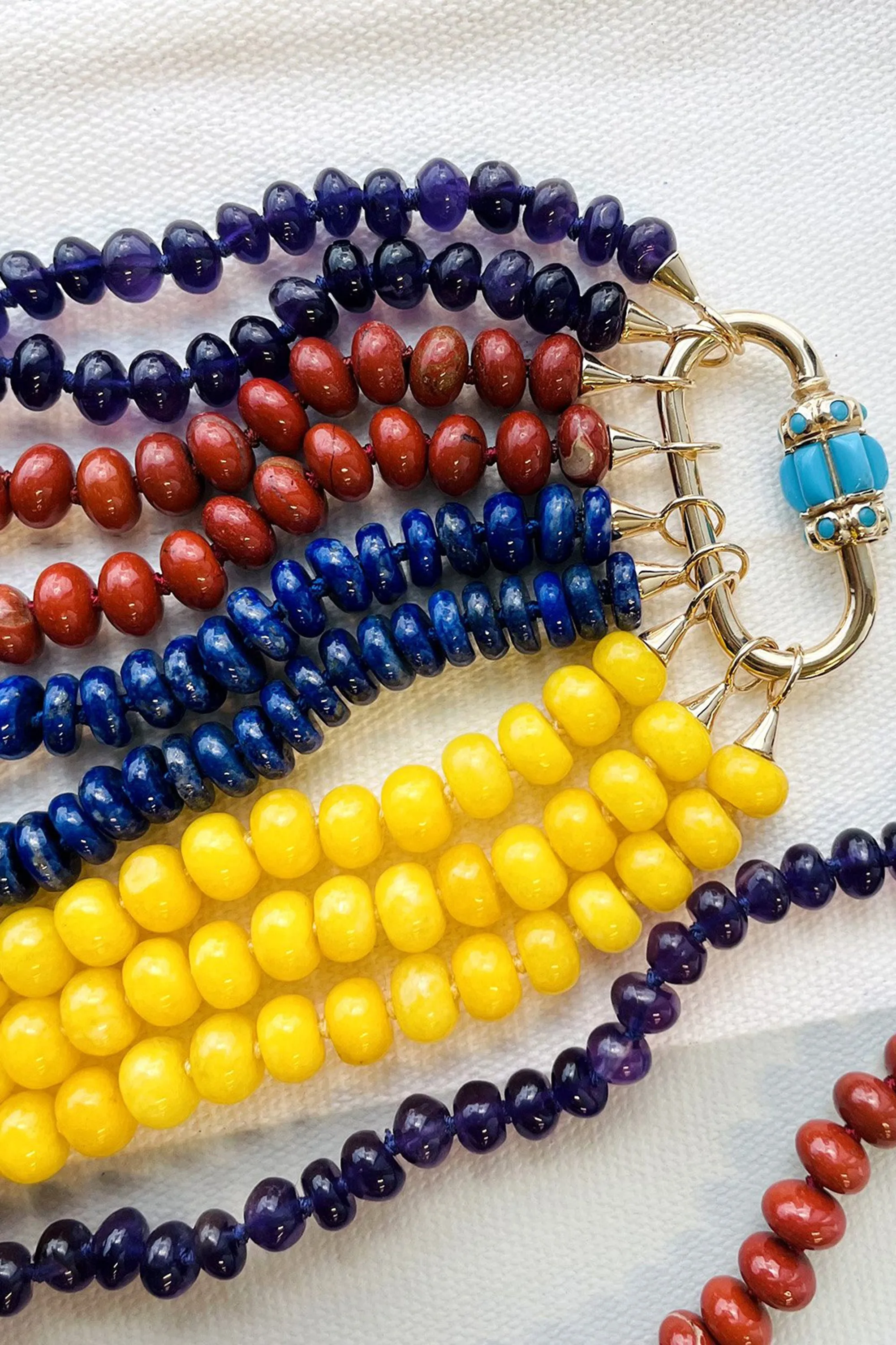 Lapis Strand Necklace, Yellow Gold Loops