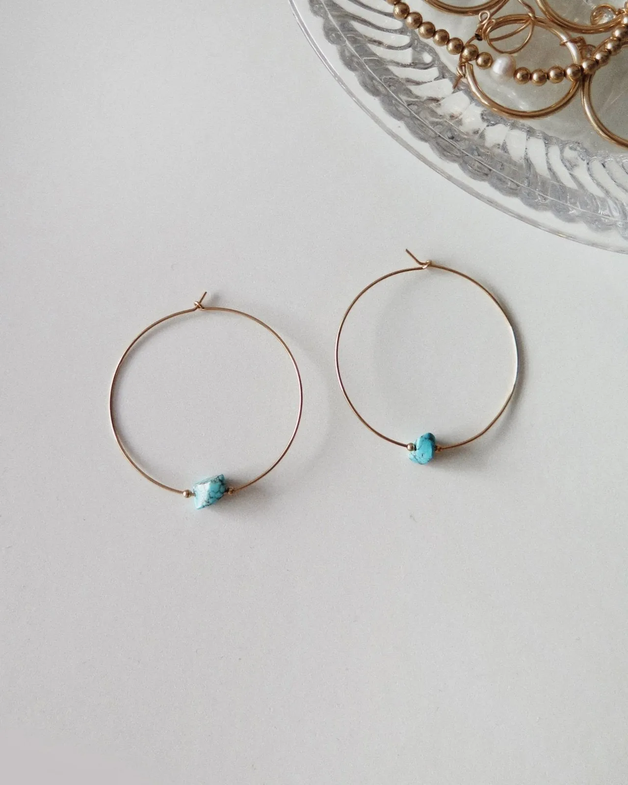 Large Turquoise Hoop Earrings