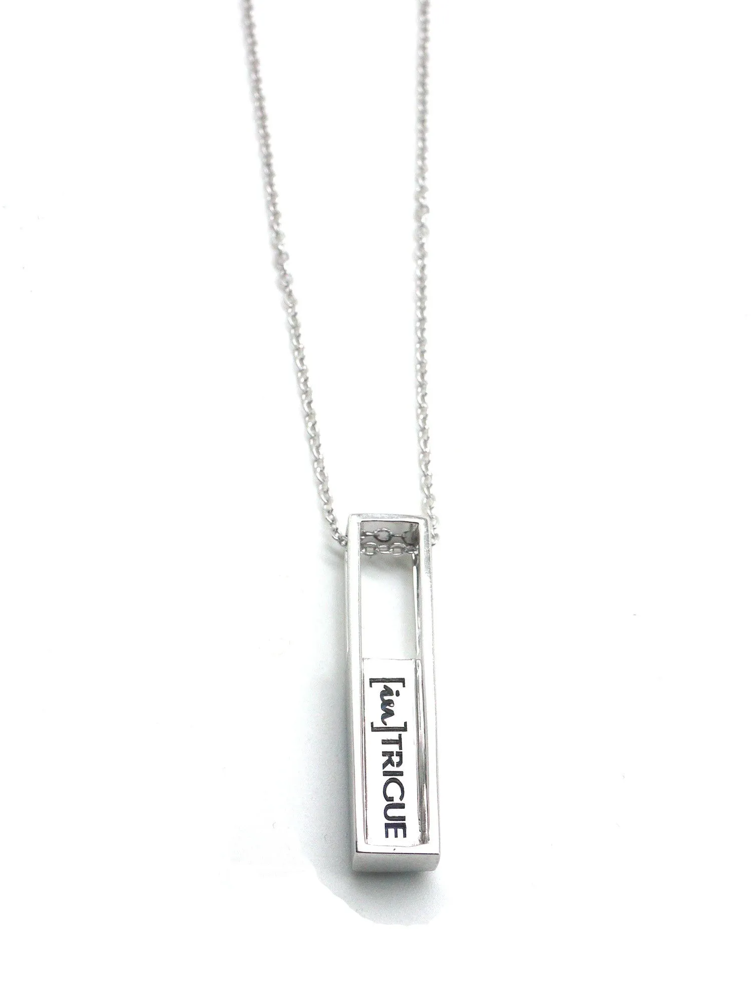 Linear Hollow Necklace - Rhodium - Lapis Lazuli