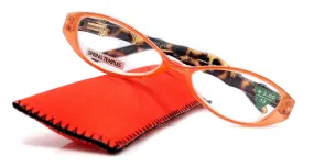 Lucky, (Premium) Reading Glasses, High End Readers  1.25  1.50  1.75 ..  3 Cat Eye. Bamboo Temple. (Orange) Optical Frames NY Fifth Avenue.