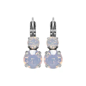 Medium Double Stone Leverback Earrings in "Rose Water Opal" - Antique Silver