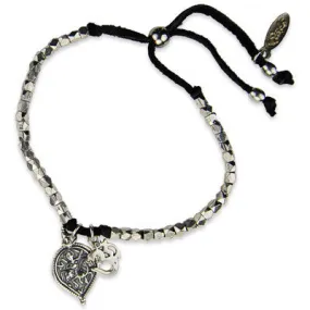 Mens Lava Bead Semi Precious Beaded Deerskin Leather Adjustable Bracelet