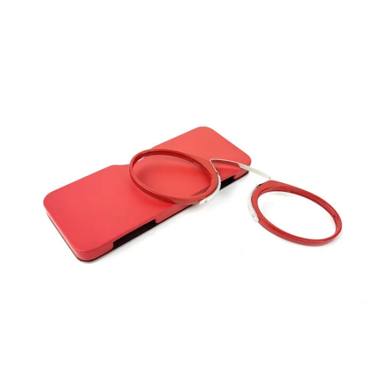 Mini Clip Nose Style Presbyopic Glasses without Temples, Positive Diopters: 3.50(Red)