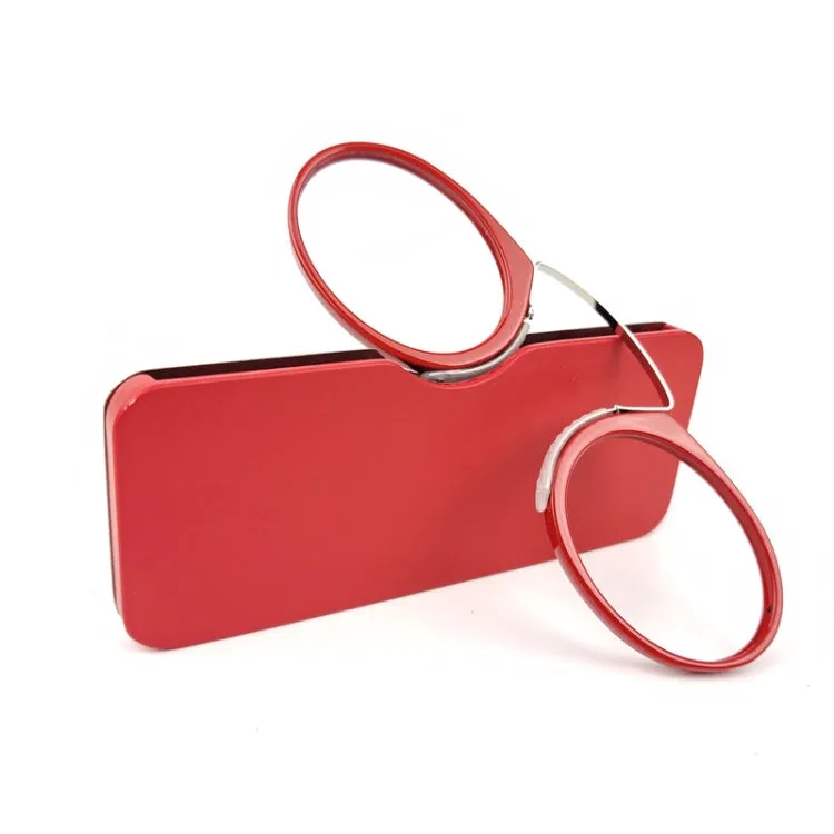 Mini Clip Nose Style Presbyopic Glasses without Temples, Positive Diopters: 3.50(Red)