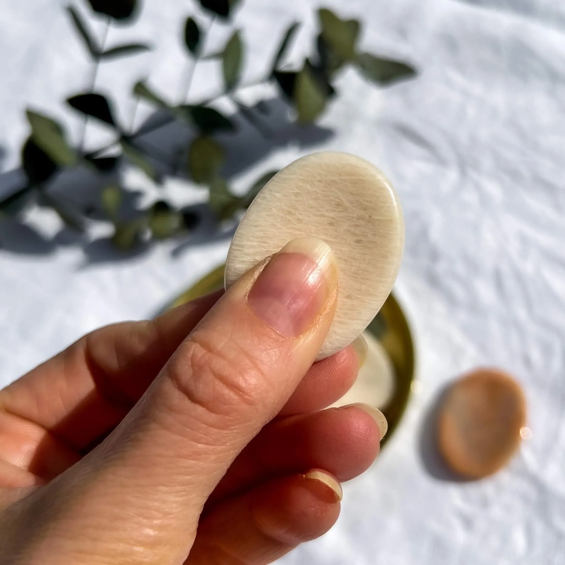 Moonstone Crystal Worry Thumb Stone