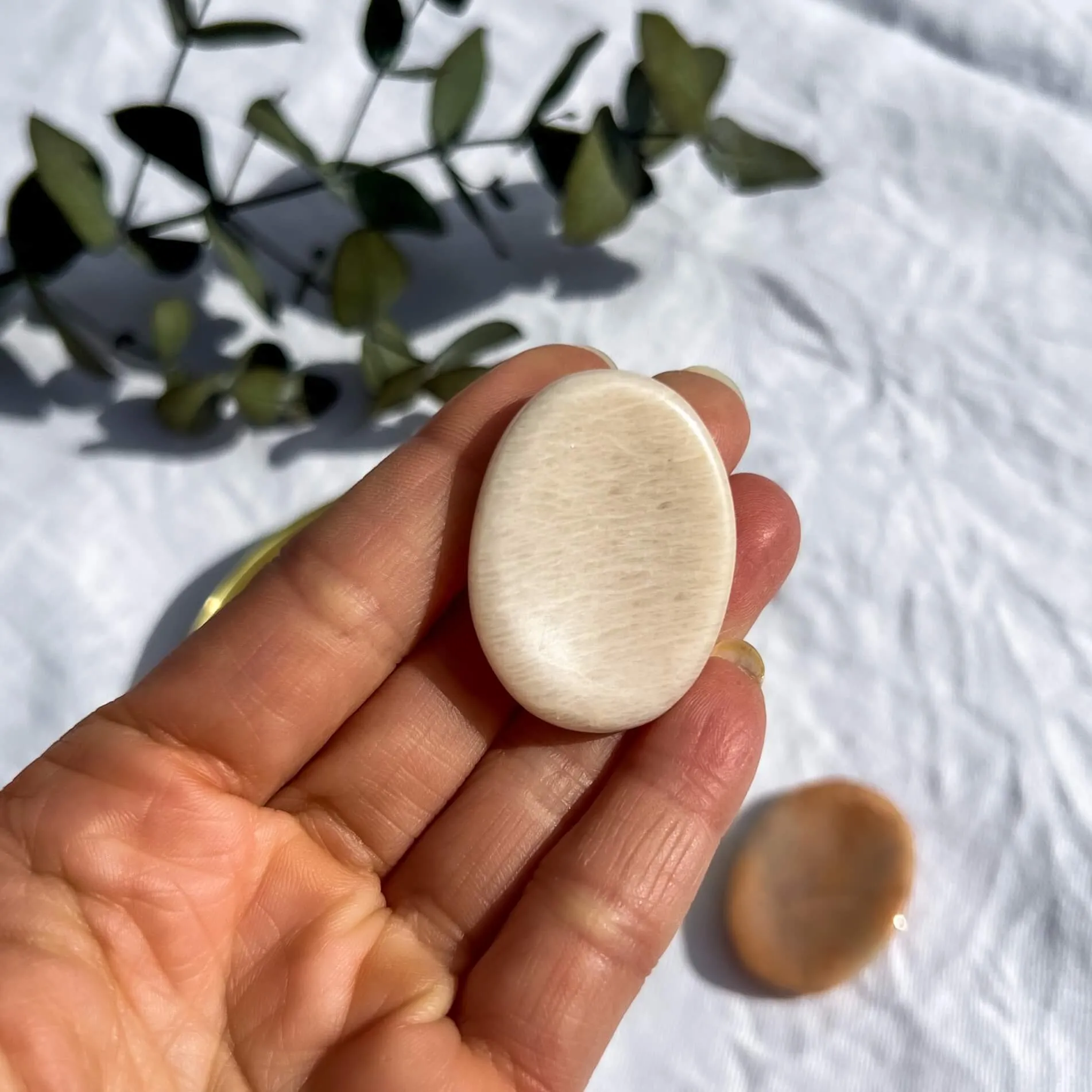 Moonstone Crystal Worry Thumb Stone