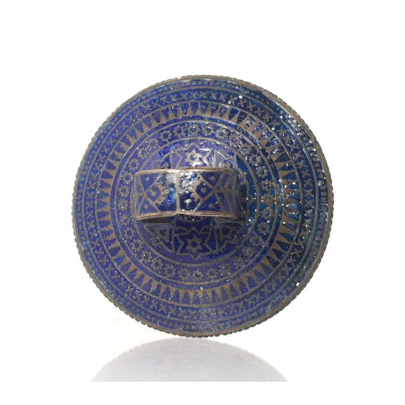 Multan Valley Lapis Lazuli Enamel Rings Mid 20th Century 5