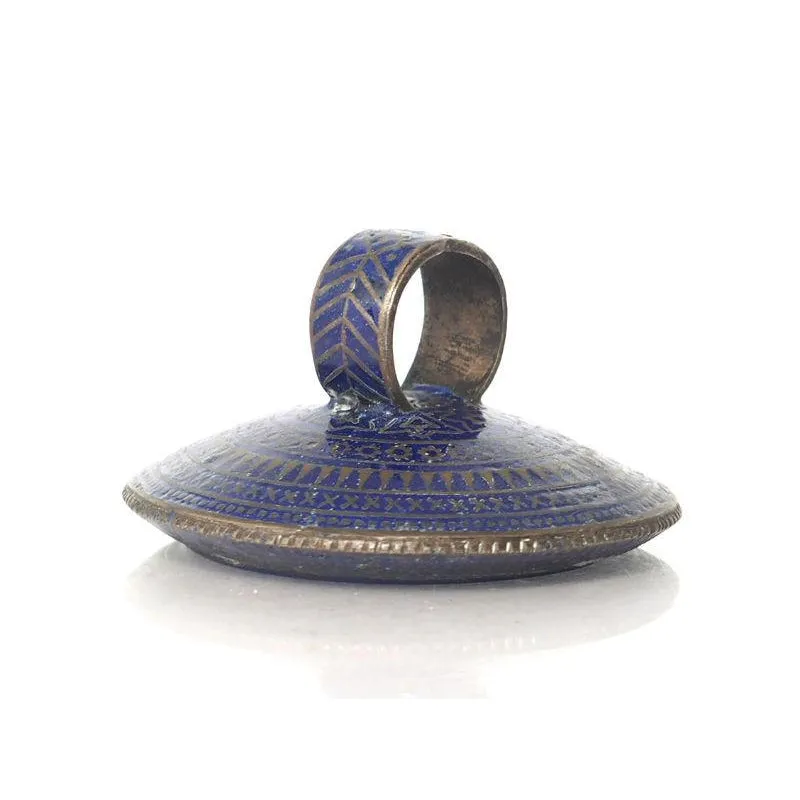Multan Valley Lapis Lazuli Enamel Rings Mid 20th Century 5