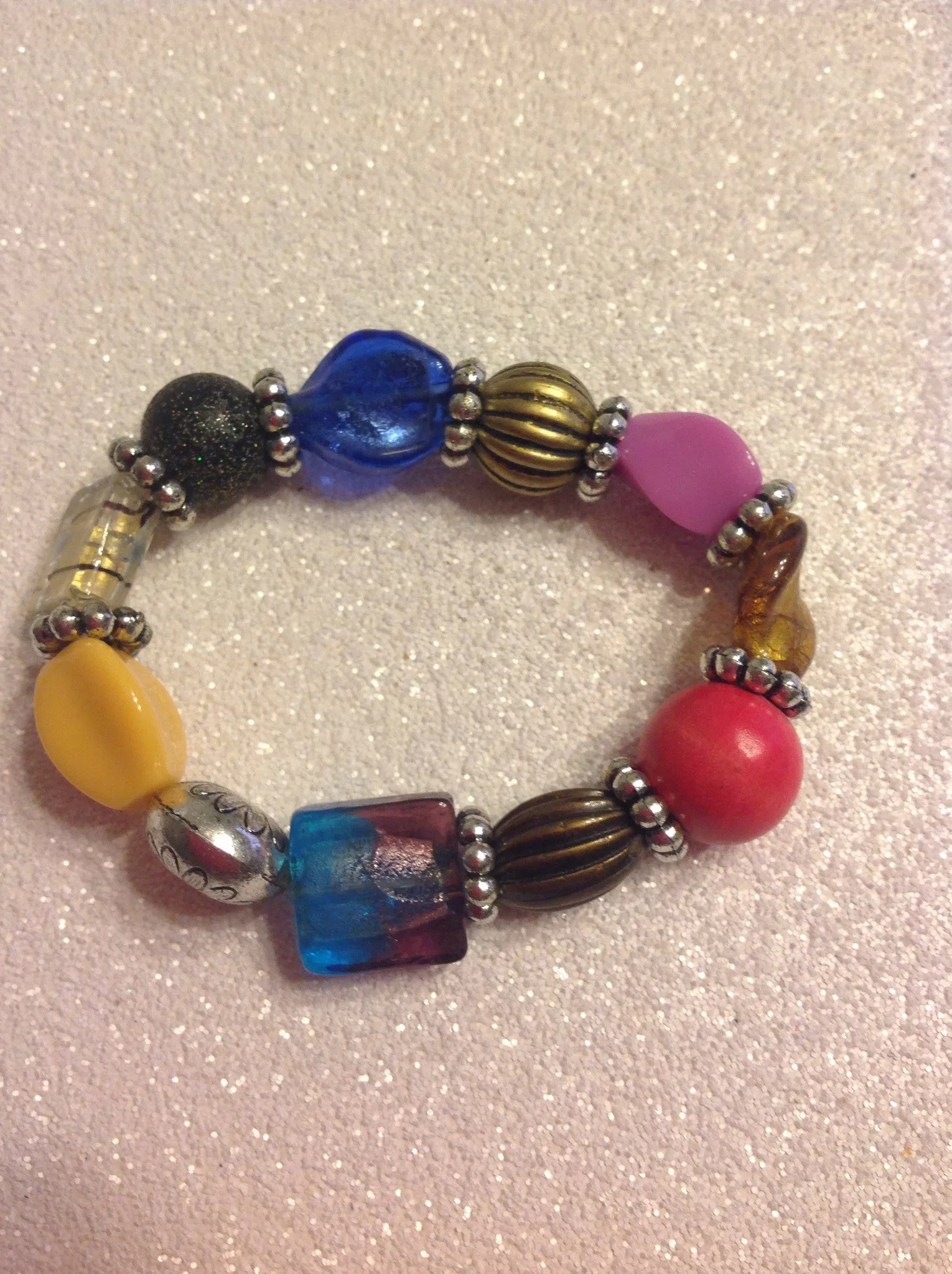 Multi-color beaded stretch bracelet