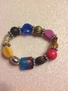 Multi-color beaded stretch bracelet