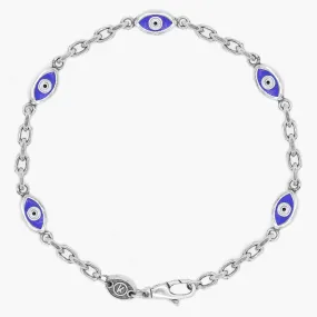 Multi Evil Eye Sterling Silver Chain Bracelet