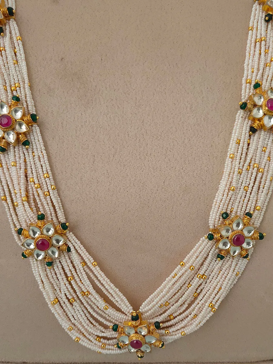 Multicolor Gold Plated Jadau Kundan Necklace Set - MS1522M