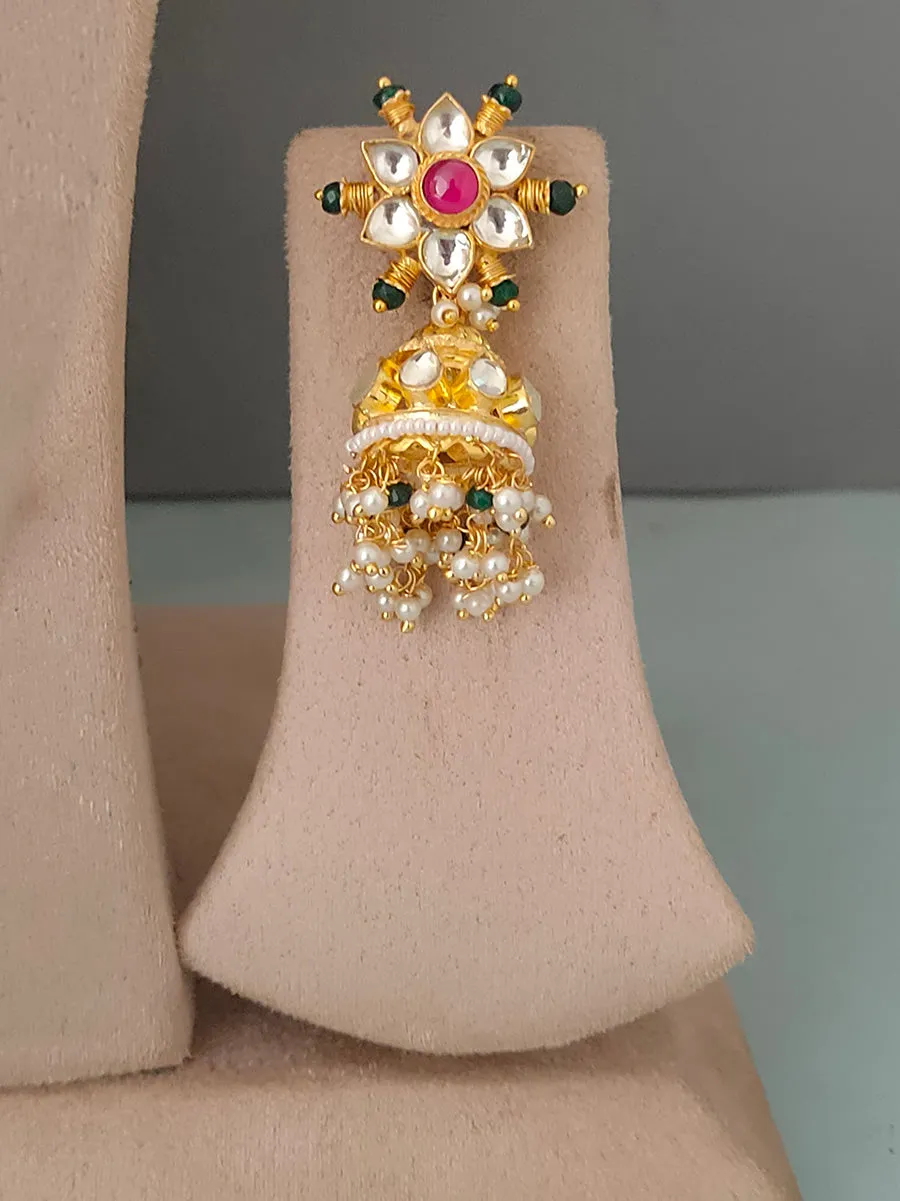 Multicolor Gold Plated Jadau Kundan Necklace Set - MS1522M
