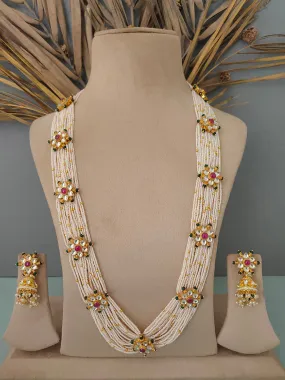 Multicolor Gold Plated Jadau Kundan Necklace Set - MS1522M