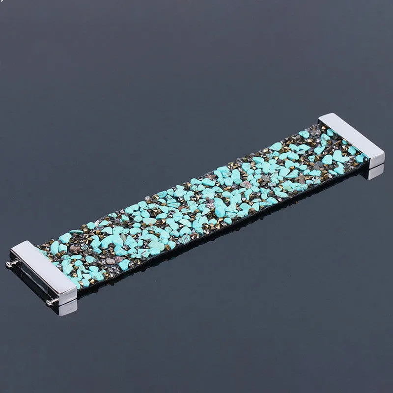 Natural Gravel Shell Wide Punk Rock Bracelet