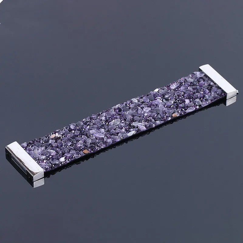Natural Gravel Shell Wide Punk Rock Bracelet